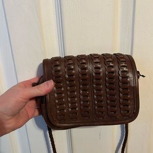 Vintage Braided Leather Crossbody Purse